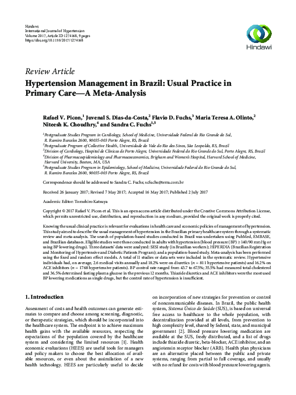 (PDF) Hypertension Management in Brazil: Usual Practice in Primary Care ...