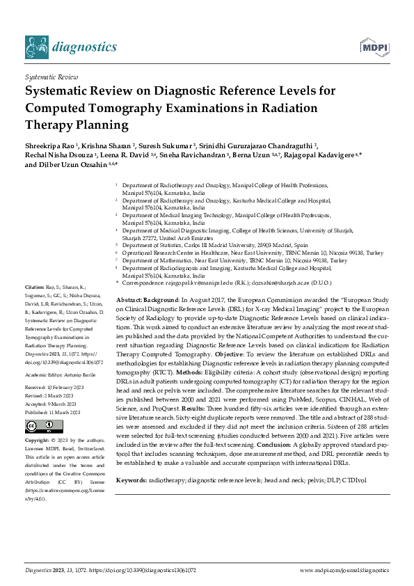 (PDF) Systematic Review on Diagnostic Reference Levels for Computed ...