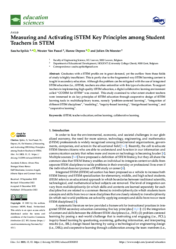 (PDF) Measuring and Activating iSTEM Key Principles among Student ...
