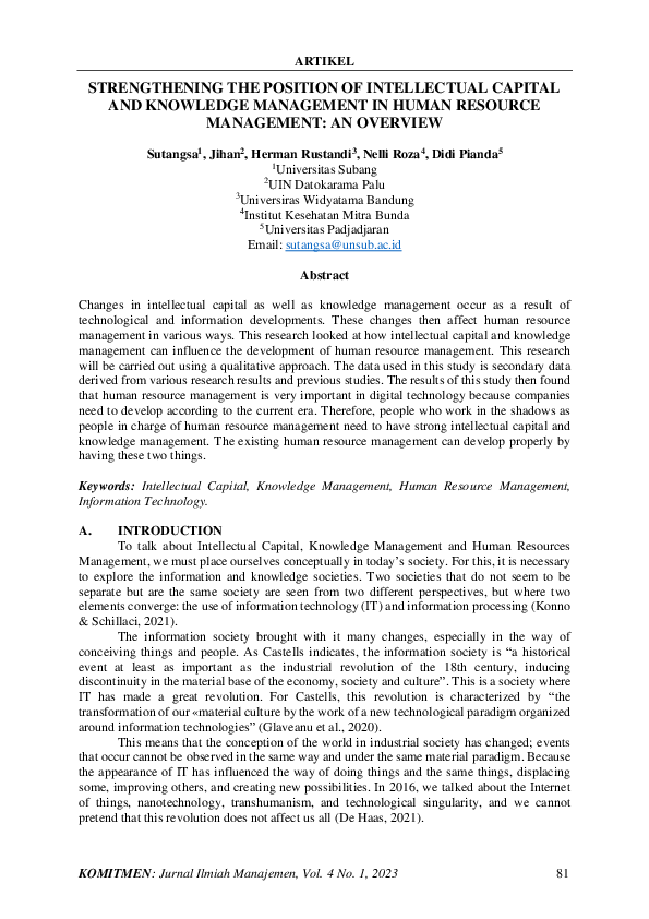 (PDF) Strengthening the Position of Intellectual Capital and Knowledge ...