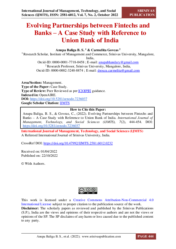 (PDF) Evolving Partnerships between Fintechs and Banks -A Case Study ...