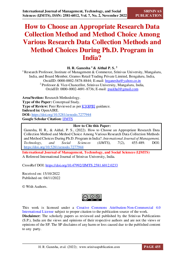 (PDF) How to Choose an Appropriate Research Data Collection Method and ...