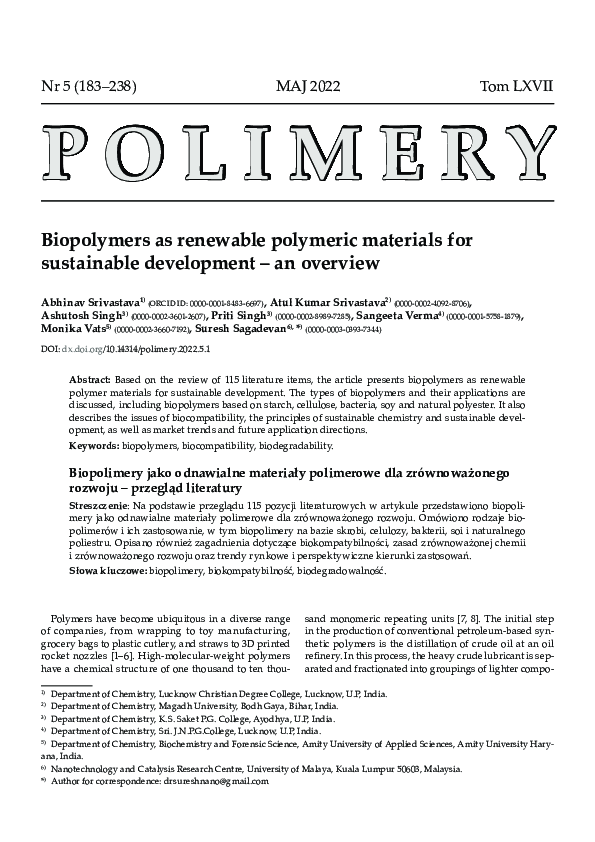 (PDF) Biopolymers as renewable polymeric materials for sustainable ...