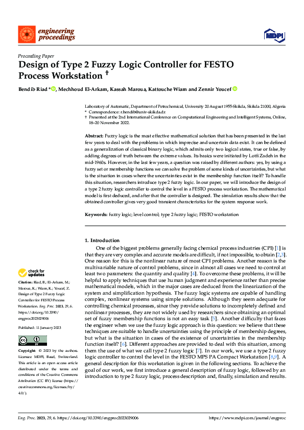 (PDF) Design of Type 2 Fuzzy Logic Controller for FESTO Process Workstation