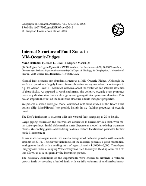 (PDF) Internal structure of fault zones in Mid-Oceanic-Ridges ...