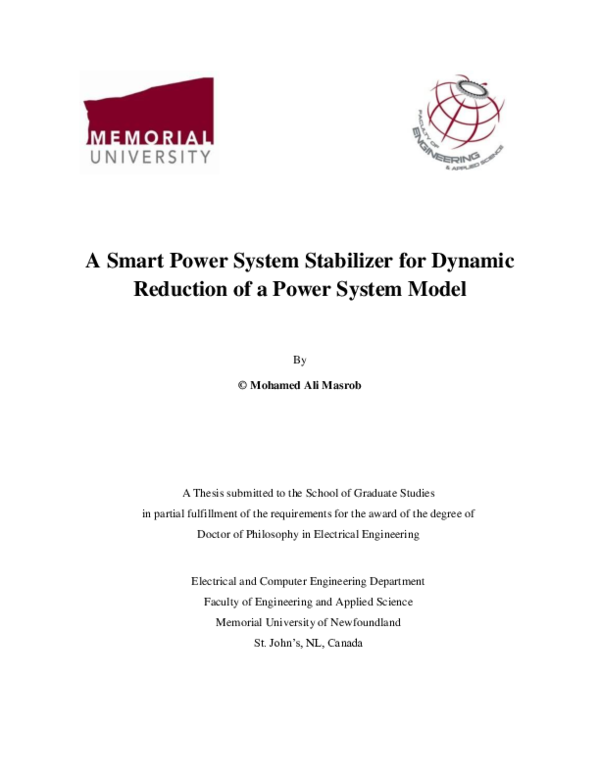 (PDF) A smart power system stabilizer for dynamic reduction of a power ...
