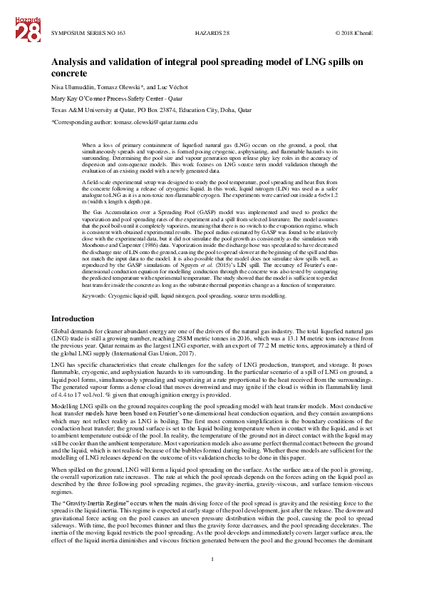 (PDF) Analysis and validation of integral pool spreading model of LNG ...