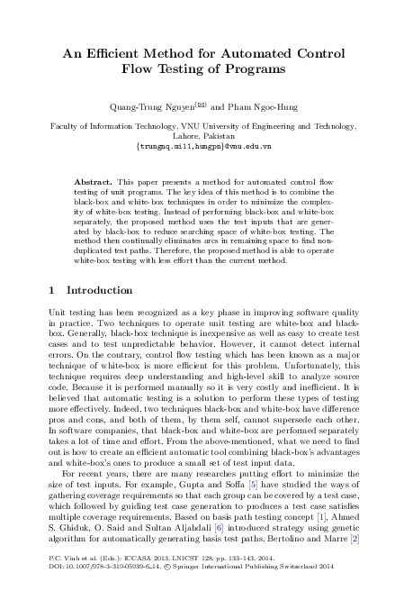 (PDF) An Efficient Method for Automated Control Flow Testing of Programs