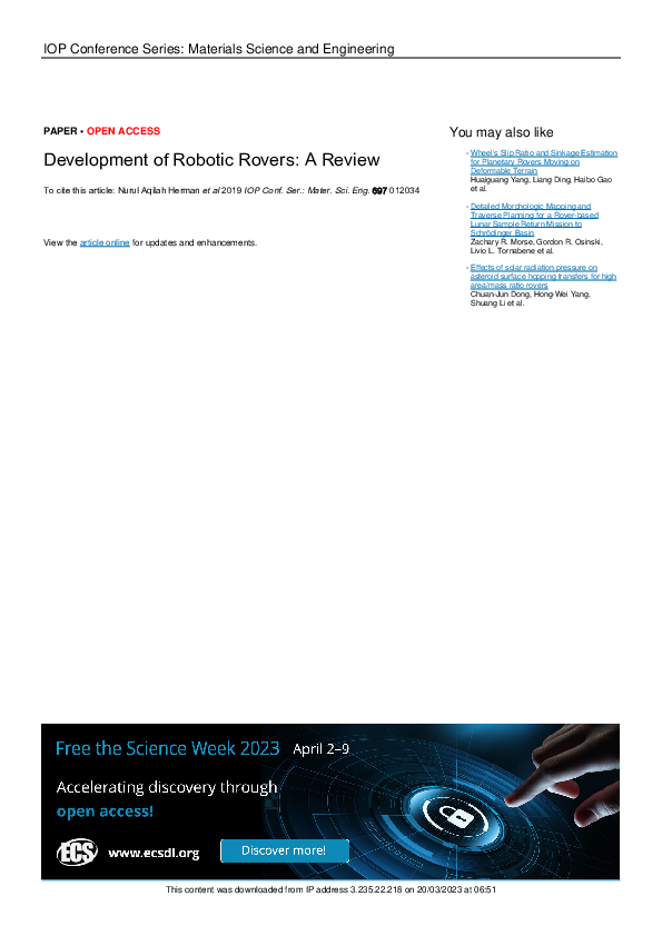 (PDF) Development of Robotic Rovers: A Review