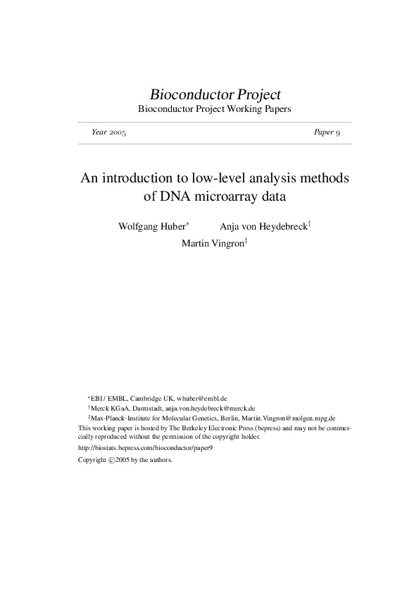 (PDF) An introduction to low-level analysis methods of DNA microarray data