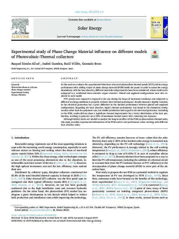 (PDF) Experimental study of Phase Change Material influence on ...
