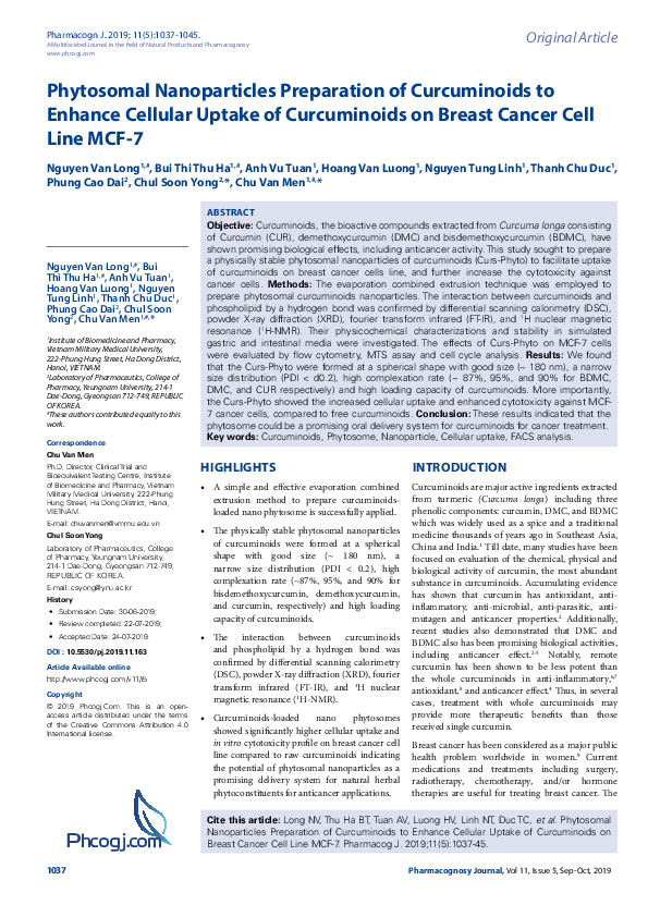 (PDF) Phytosomal Nanoparticles Preparation of Curcuminoids to Enhance ...