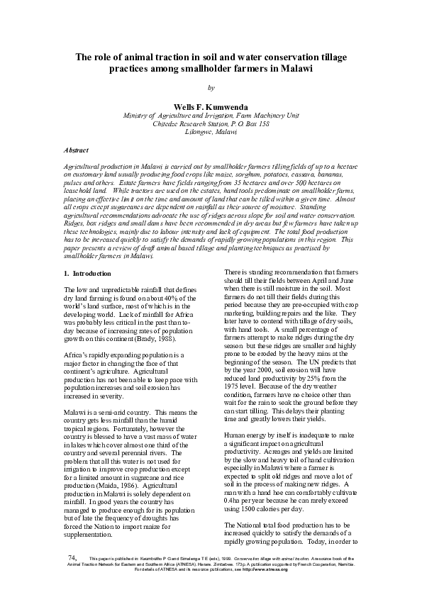 (PDF) The role of animal traction in soil and water conservation ...