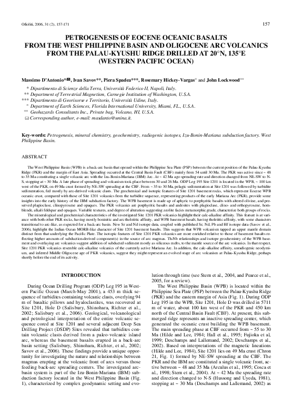 (PDF) Petrogenesis of Eocene Oceanic Basalts from the West Philippine ...