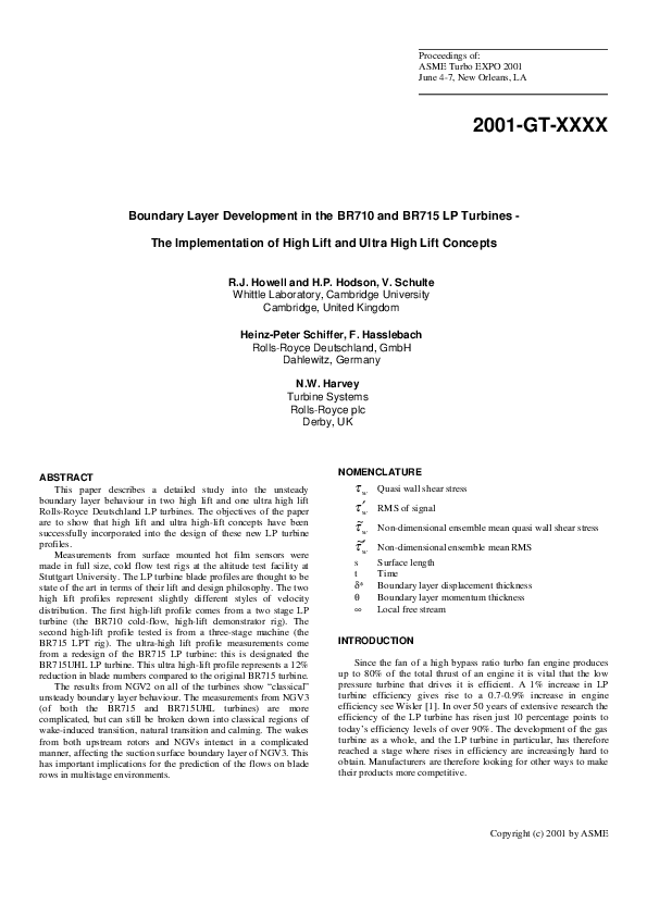 (PDF) Boundary Layer Development in the BR710 and BR715 LP Turbines—The ...