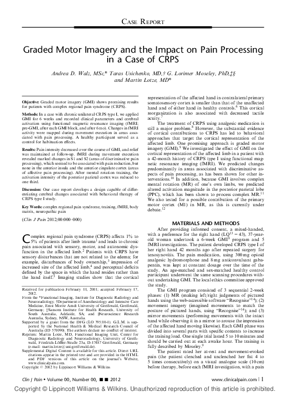 (PDF) Graded Motor Imagery and the Impact on Pain Processing in a Case ...