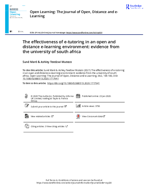 (PDF) The effectiveness of e-tutoring in an open and distance e ...