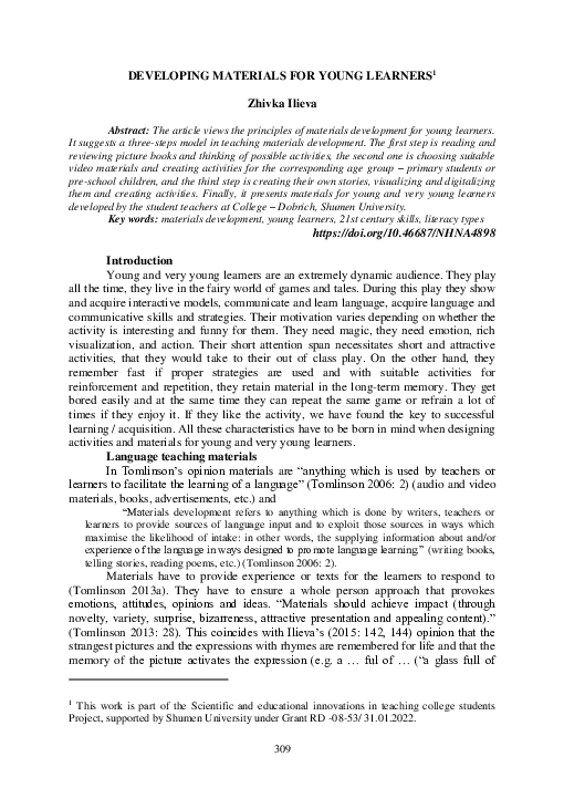 (PDF) Developing Materials for Young Learners