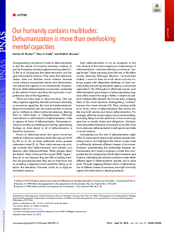 (PDF) Our humanity contains multitudes: Dehumanization is more than ...