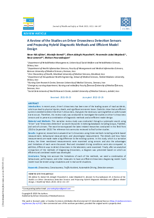 (PDF) A Review of the Studies on Driver Drowsiness Detection Sensors ...