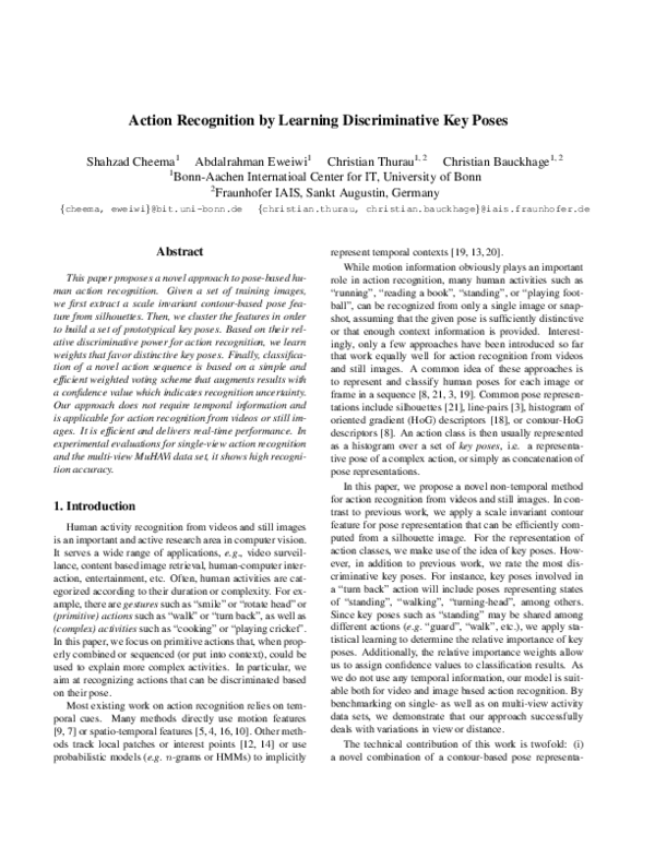 (PDF) Action recognition by learning discriminative key poses