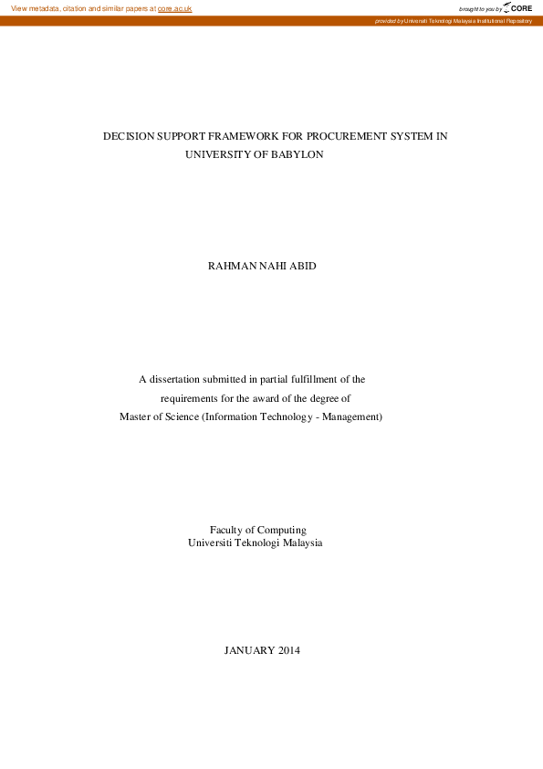 (PDF) Decision support framework for procurement system in University ...