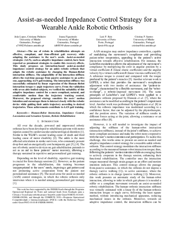 (PDF) Assist-as-needed Impedance Control Strategy for a Wearable Ankle ...