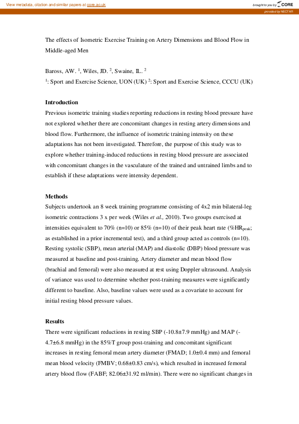 (PDF) The effects of isometric exercise training on femoral and ...