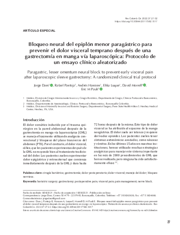 (PDF) Paragastric, lesser omentum neural block to prevent early ...