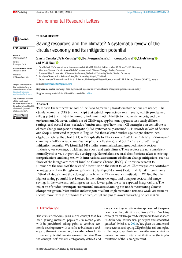 (PDF) Saving resources and the climate? A systematic review of the ...