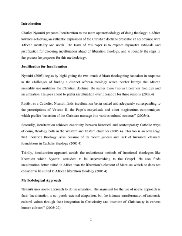 (DOC) Nyamiti's Inculturation in African Theology