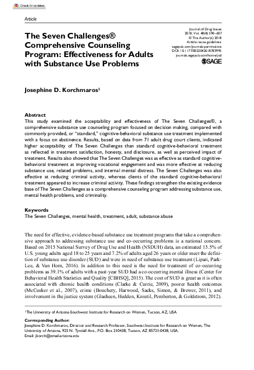 (PDF) The Seven Challenges® Comprehensive Counseling Program ...