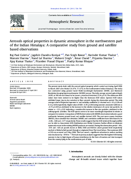 (PDF) Aerosols optical properties in dynamic atmosphere in the ...