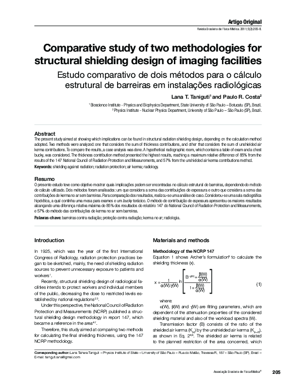 (PDF) Comparative study of two methodologies for structural shielding ...