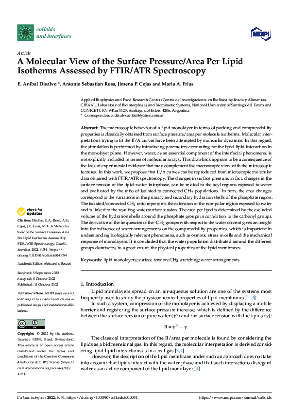 (PDF) A Molecular View of the Surface Pressure/Area Per Lipid Isotherms ...