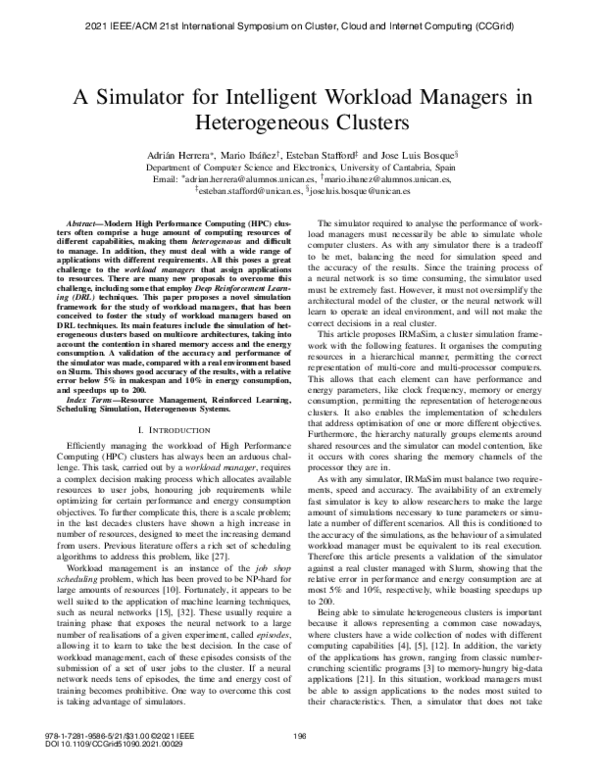 (PDF) A Simulator for Intelligent Workload Managers in Heterogeneous ...