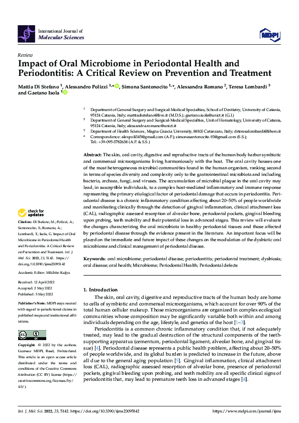 (PDF) Impact of Oral Microbiome in Periodontal Health and Periodontitis ...