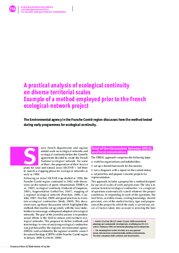 (PDF) A practical analysis of ecological continuity on diverse ...
