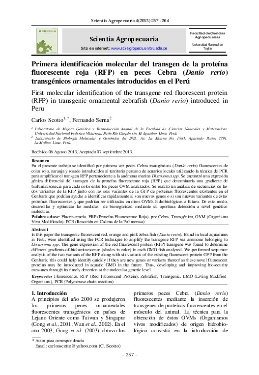 (PDF) Primera identificación molecular del transgen de la proteína ...