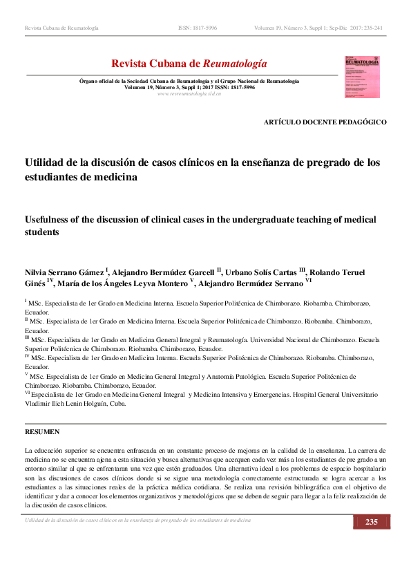 Pdf Utilidad De La Discusión De Casos Clínicos En La Enseñanza De