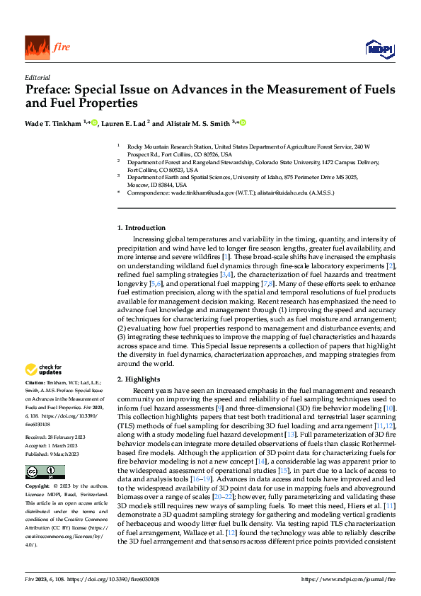 (PDF) Preface: Special Issue on Advances in the Measurement of Fuels ...