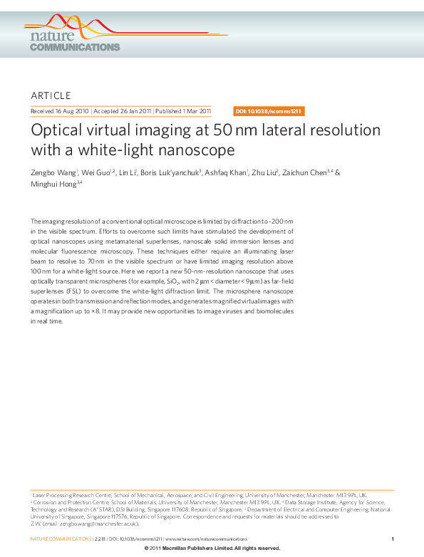 (PDF) Optical virtual imaging at 50 nm lateral resolution with a white ...