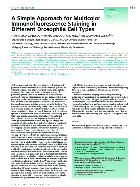 (PDF) A Simple Approach for Multicolor Immunofluorescence Staining in ...