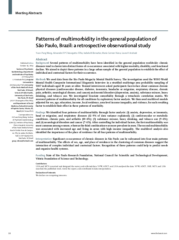 (PDF) Patterns of multimorbidity in the general population of São Paulo ...