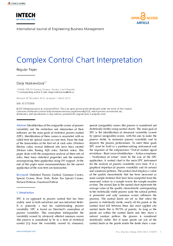 (PDF) Complex Control Chart Interpretation