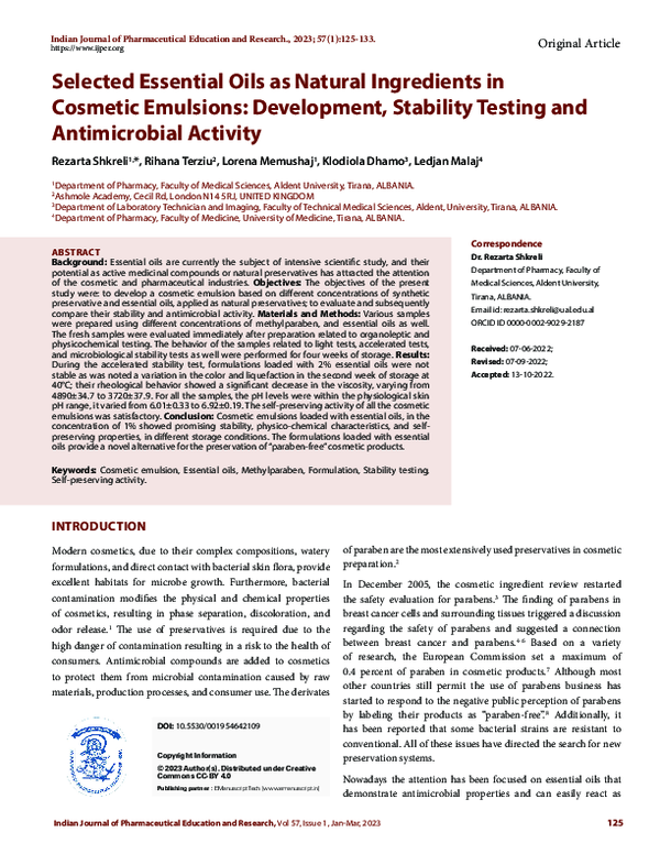 (PDF) Selected Essential Oils as Natural Ingredients in Cosmetic ...