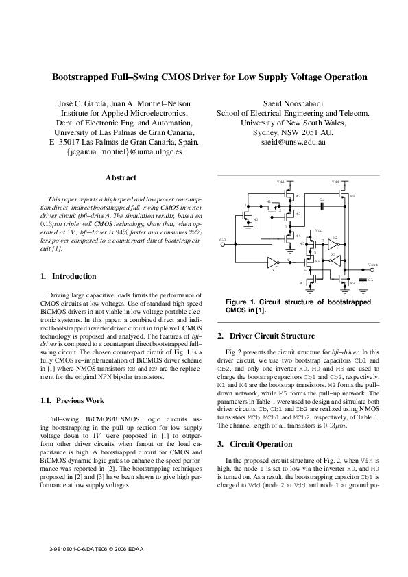 (PDF) Bootstrapped full-swing CMOS driver for low supply voltage operation