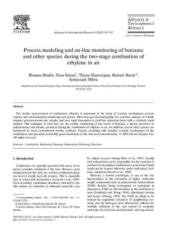 (PDF) Process modeling and on-line monitoring of benzene and other ...
