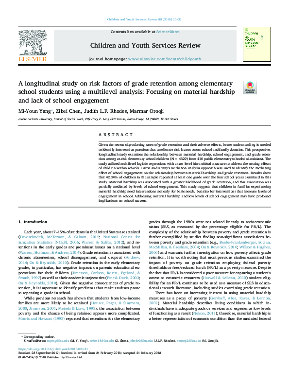 (PDF) A longitudinal study on risk factors of grade retention among ...