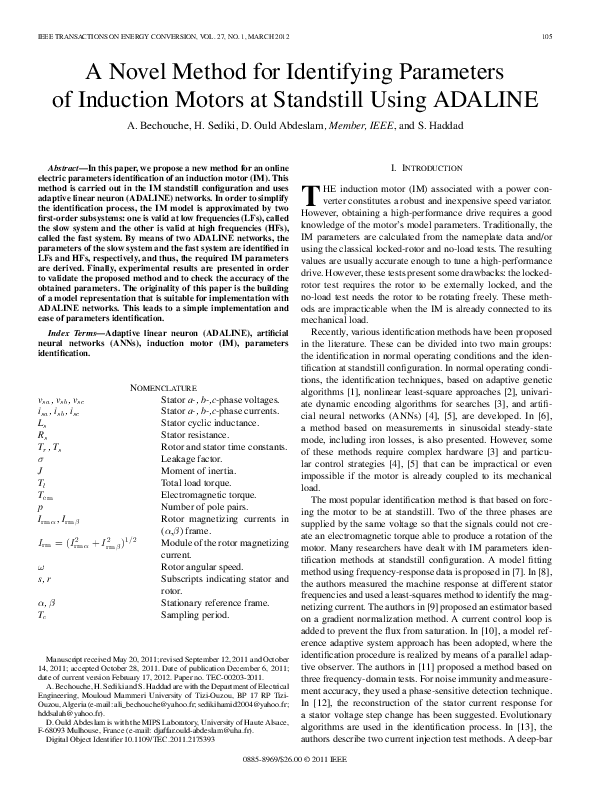 (PDF) A Novel Method for Identifying Parameters of Induction Motors at ...
